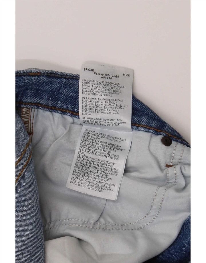 Lee Mens Daren Zip Fly Distressed Slim Jeans W36 L34 Azul Algodão