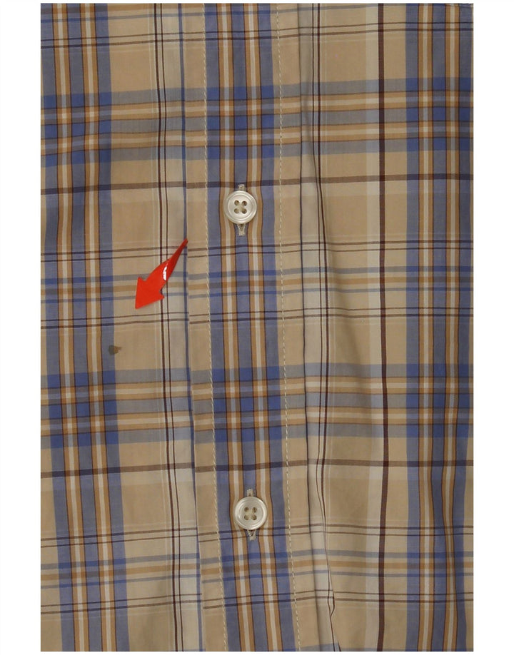 Camisa masculina HENRY COTTONS tamanho 42 grande algodão xadrez bege