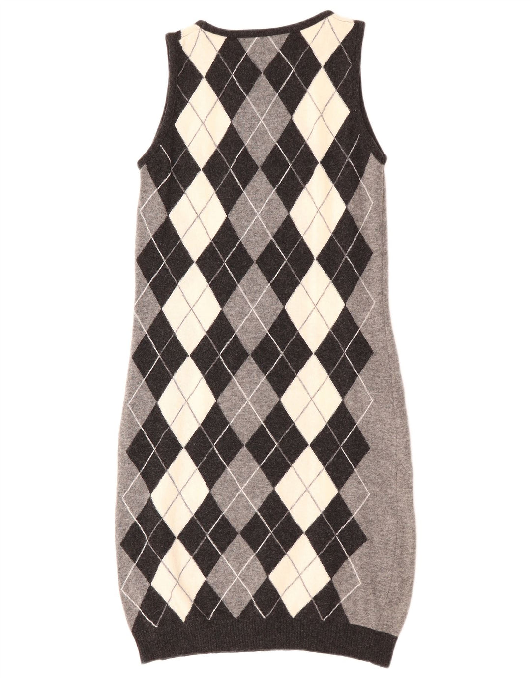 Vestido jumper feminino sem mangas BENETTON Reino Unido 12 cinza médio Argyle/Diamante