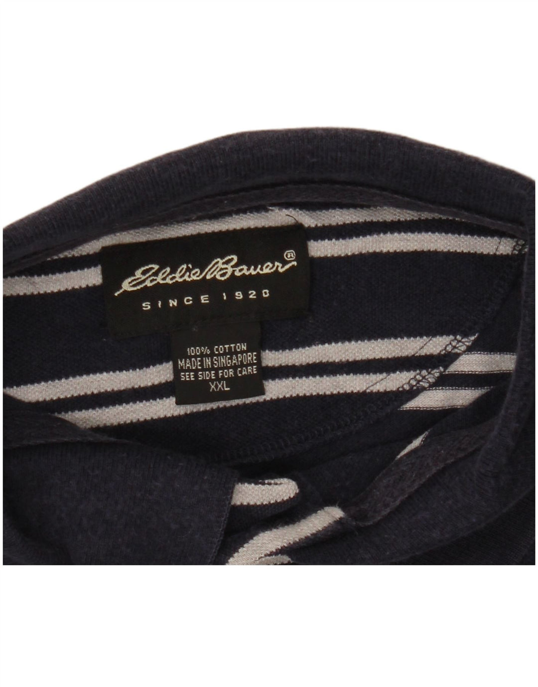 Camisa polo masculina Eddie Bauer 2XL algodão listrado azul marinho