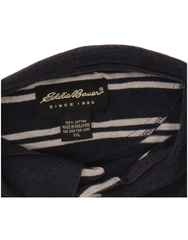 Camisa polo masculina Eddie Bauer 2XL algodão listrado azul marinho