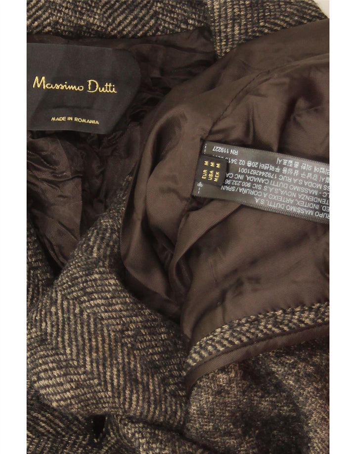 Jaqueta blazer feminina Massimo Dutti com 1 botão Reino Unido 14 espinha de peixe cinza médio