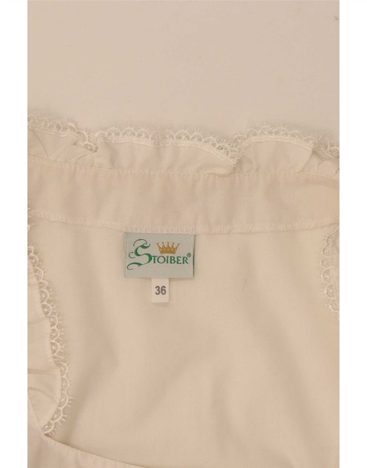 STOIBER Feminino Trachten Crop Top EU 36 Pequeno Poliéster Branco