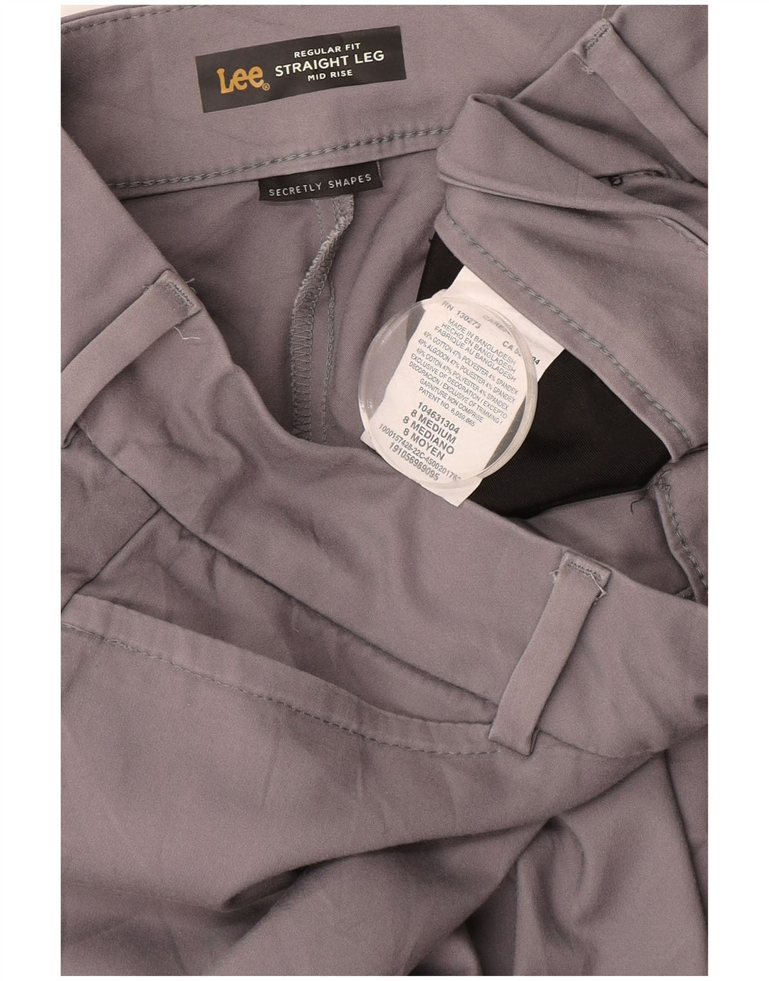 LEE Calça feminina casual de cintura média e ajuste regular US 8 Médio W30 L30 cinza