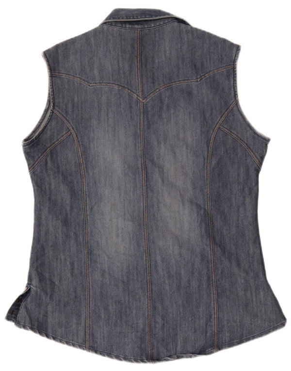 Camisa jeans feminina sem mangas Wrangler Reino Unido 16 grande azul