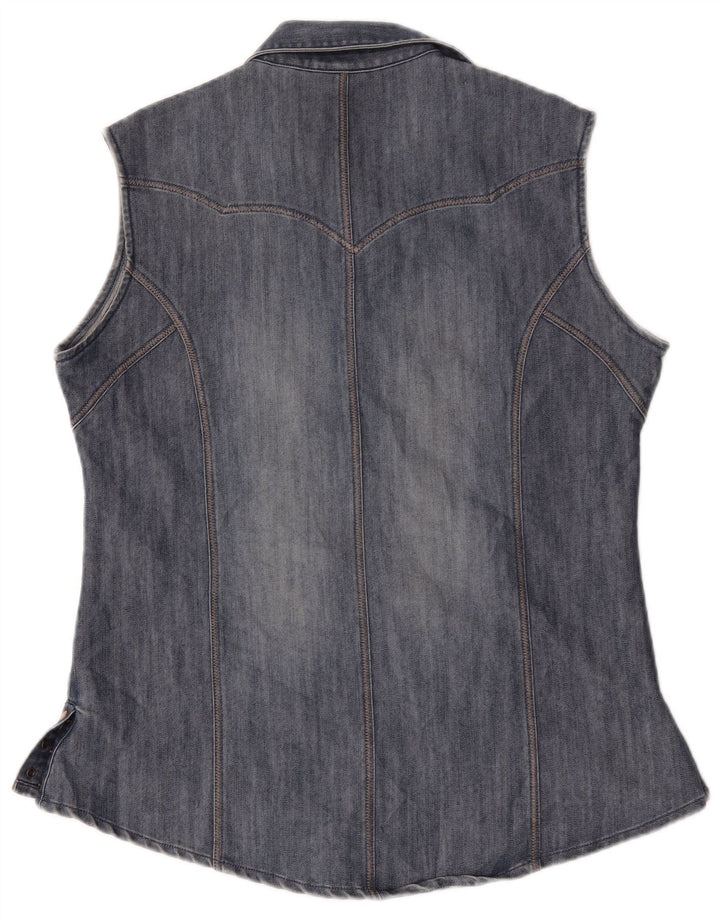 Camisa jeans feminina sem mangas Wrangler Reino Unido 16 grande azul