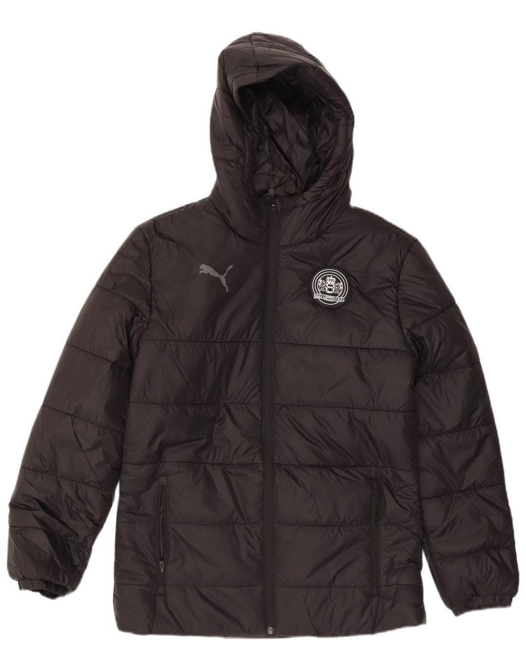 Jaqueta acolchoada com capuz masculina Puma UK 36 pequena preta nylon