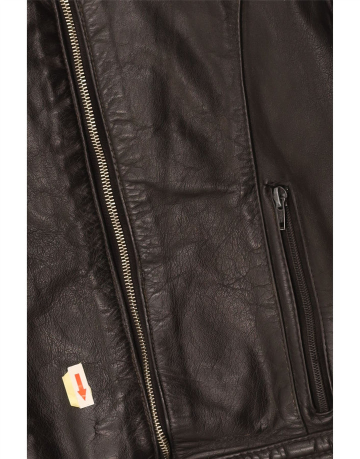 Jaqueta de couro feminina VINTAGE UK 14 média preta