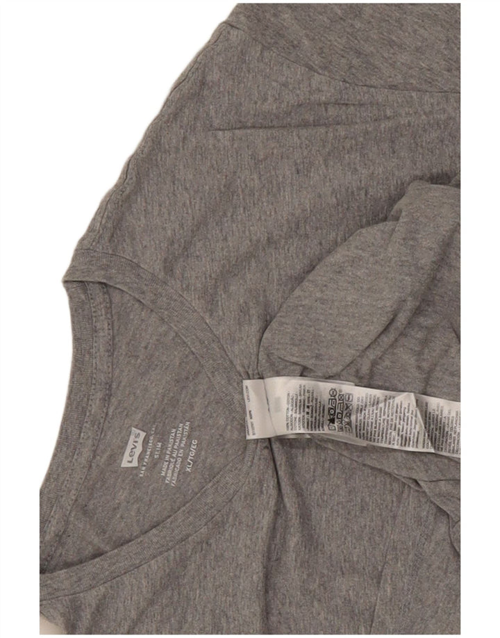 Camiseta masculina Slim Levi's Top XL algodão manchado cinza