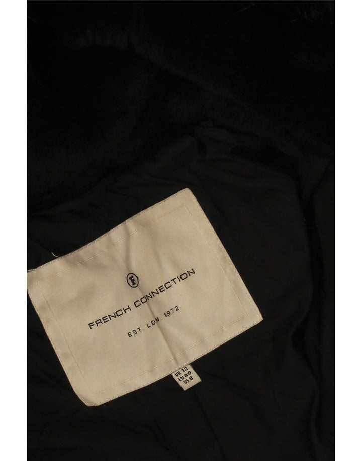 Casaco acolchoado com capuz feminino French Connection UK 12 poliéster preto médio