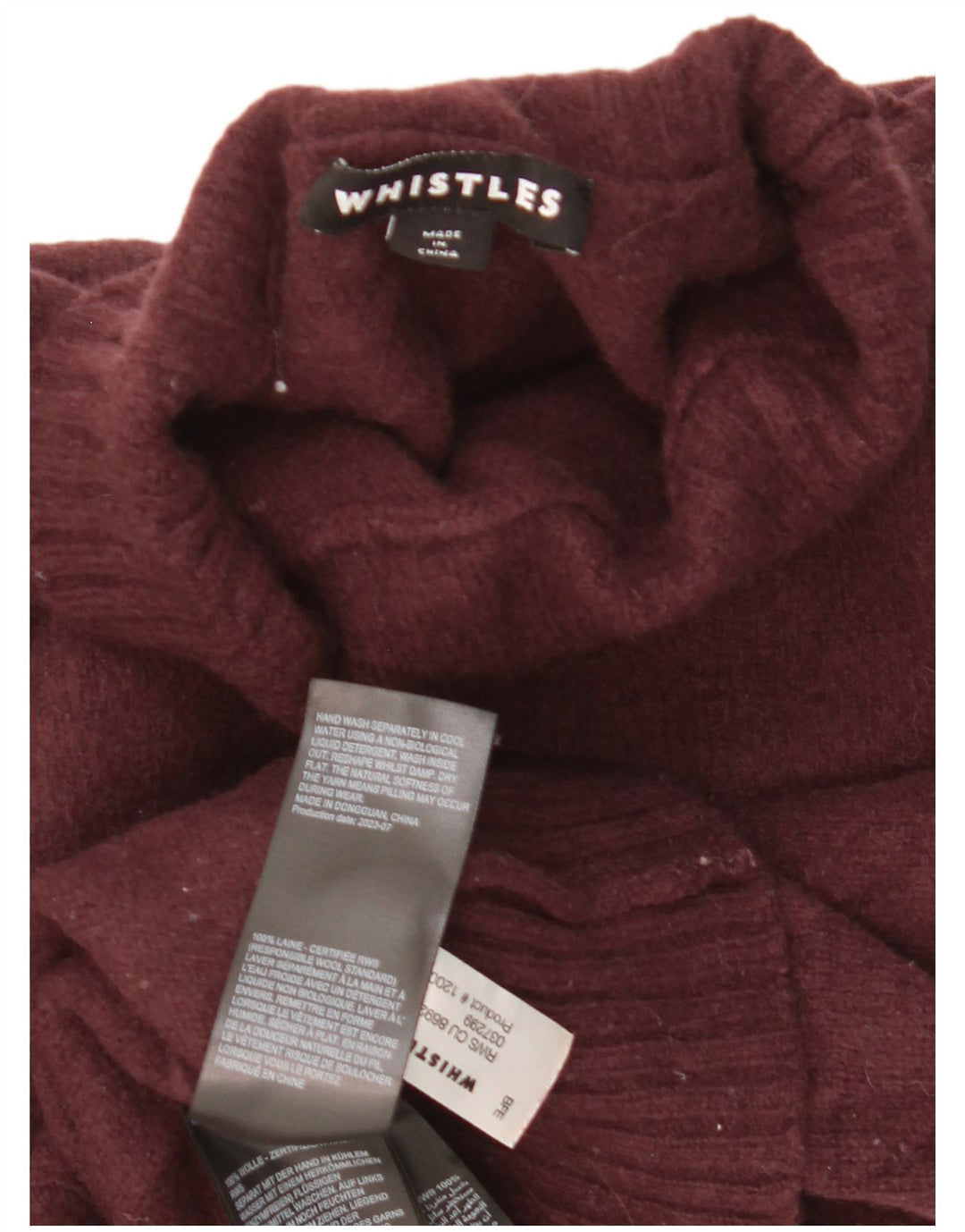 Suéter feminino Whistles com gola tartaruga e gola redonda Reino Unido 14 lã marrom médio