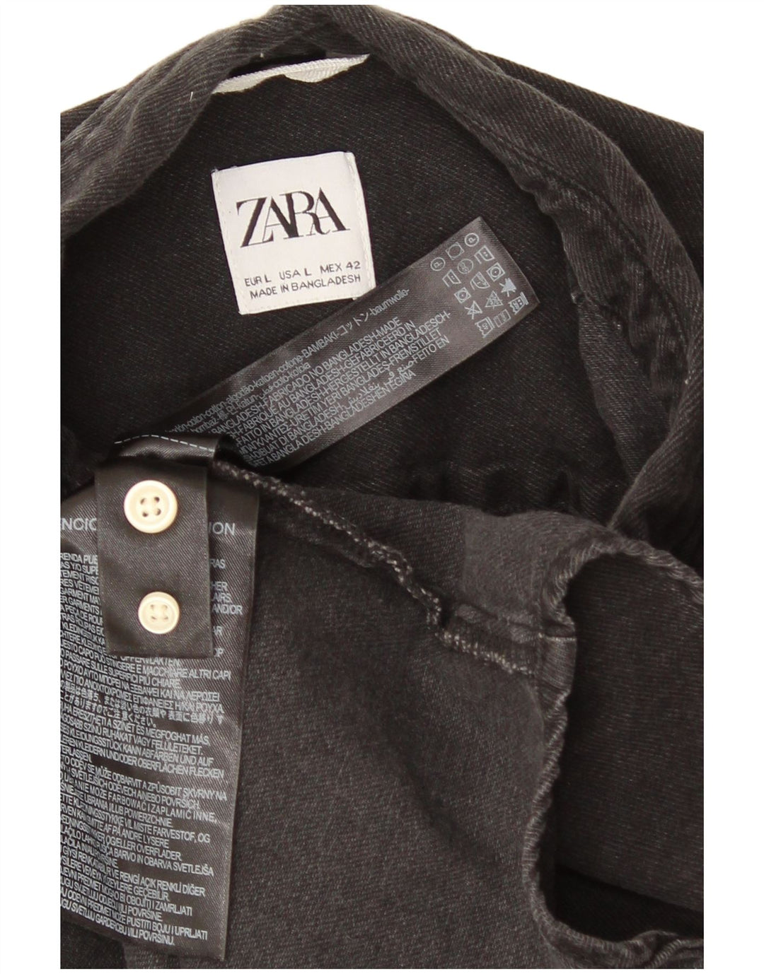 Camisa jeans masculina Zara grande algodão cinza