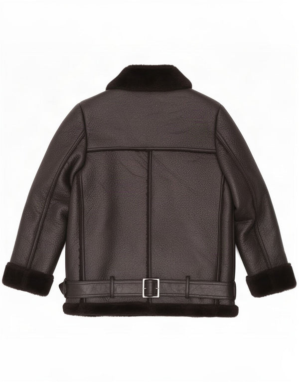 Zara Womens Sherpa Jacket UK 10 Pequeno Poliéster Preto