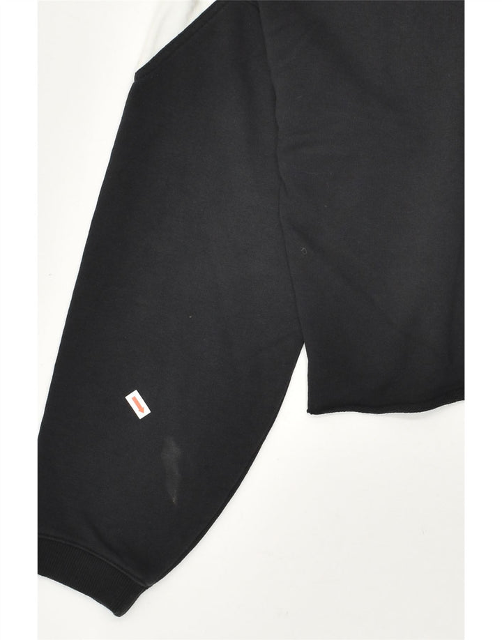 REEBOK Womens Crop Hoodie Jumper UK 8/10 Small Black Cotton | Vintage Reebok | Thrift | Second-Hand Reebok | Used Clothing | Messina Hembry 
