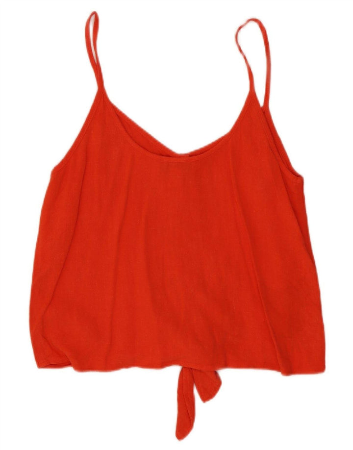 Topshop feminino cropped frontal com amarração cami top Reino Unido 8 viscose vermelha pequena