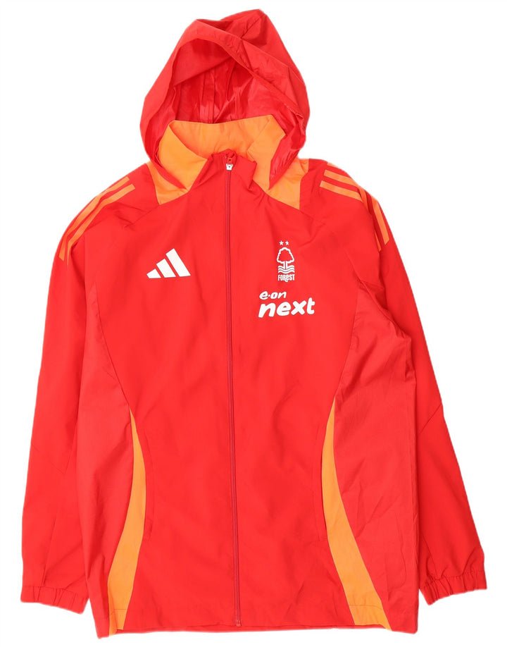 Adidas Mens Graphic Hooded Rain Jacket UK 38 Medium Red Colourblock