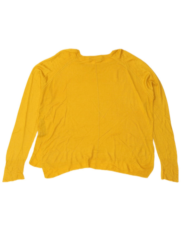 Suéter feminino Zara com gola canoa Reino Unido 16 grande viscose amarela