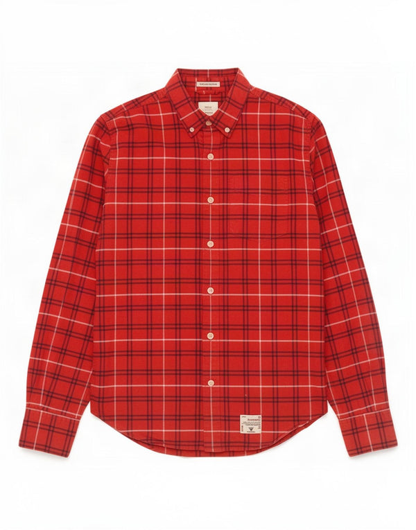 Camisa masculina de flanela Superdry grande algodão xadrez vermelho