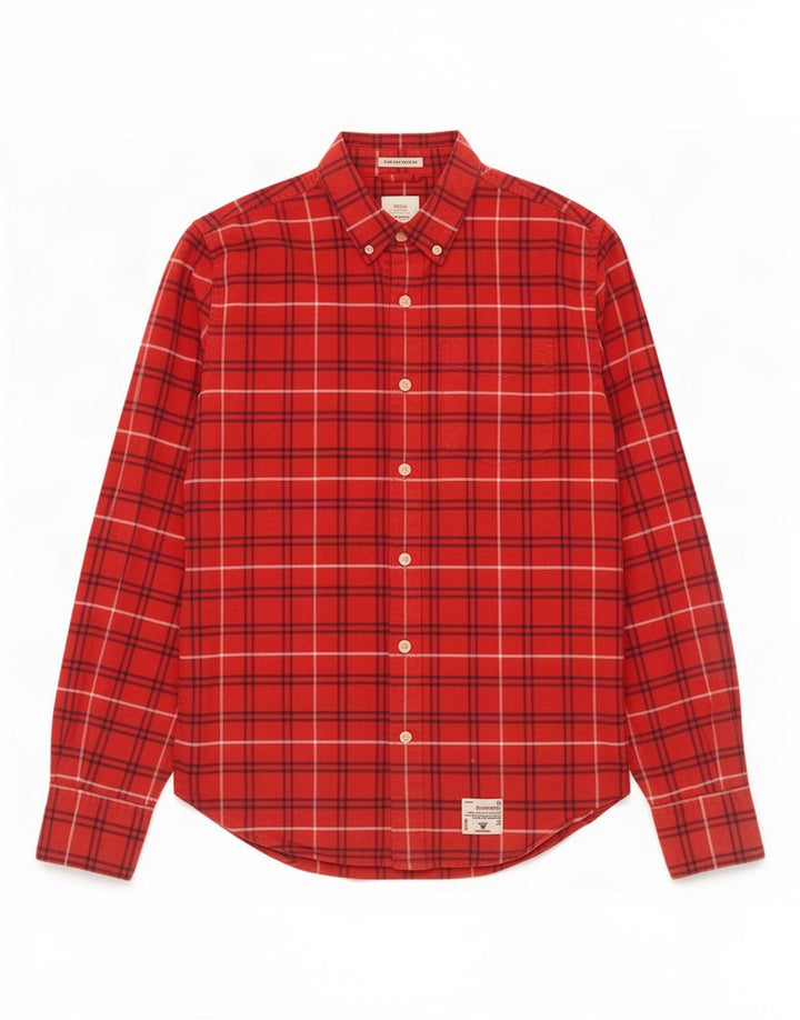 Camisa masculina de flanela Superdry grande algodão xadrez vermelho