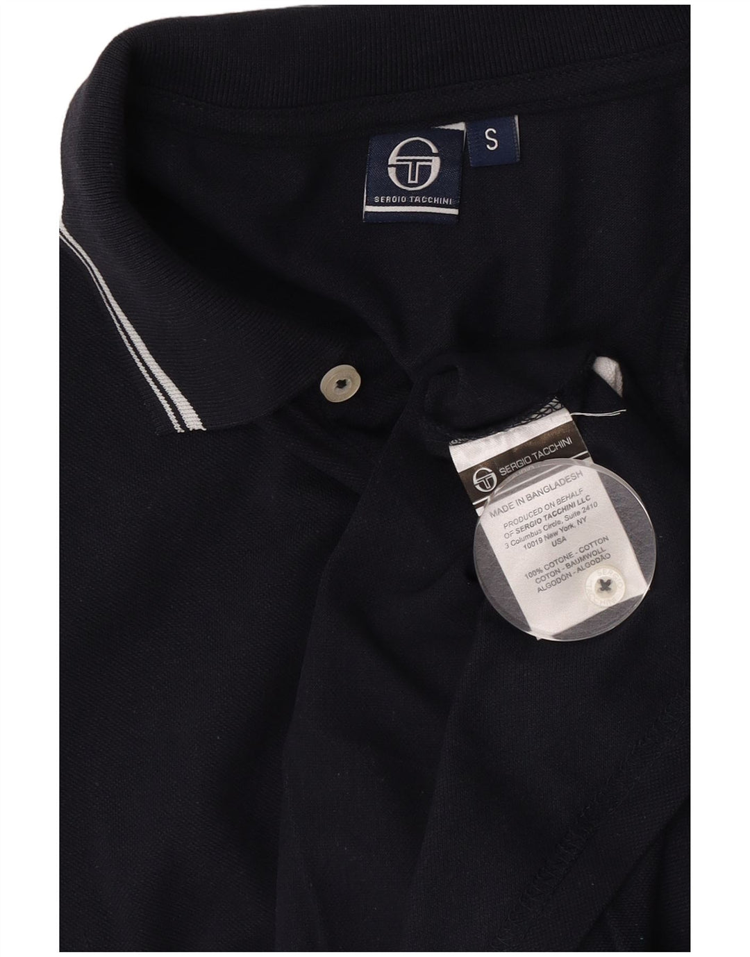 Camisa pólo masculina Sergio Tacchini pequena algodão azul marinho
