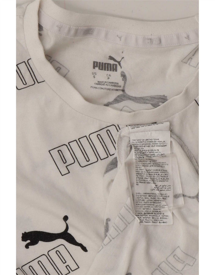 Puma Mens Graphic T-Shirt Top Pequeno Algodão Branco
