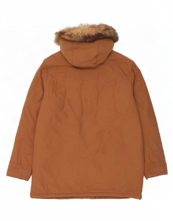 Jaqueta parka feminina Marks & Spencer com capuz grande tamanho UK 18 XL marrom