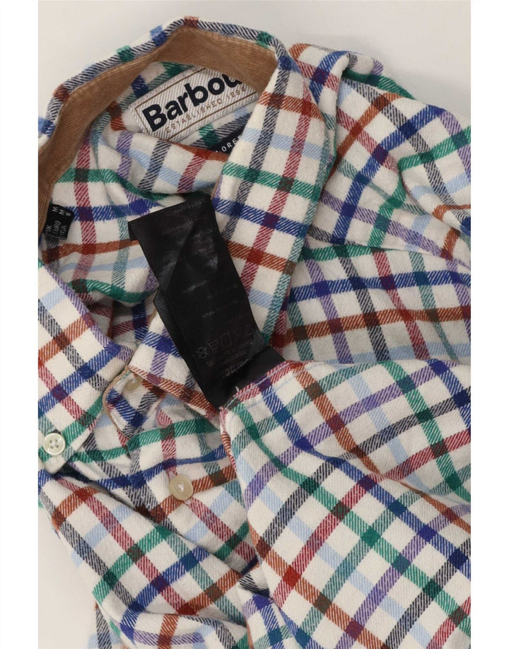 Camisa masculina de flanela Barbour de algodão xadrez médio multicolorido
