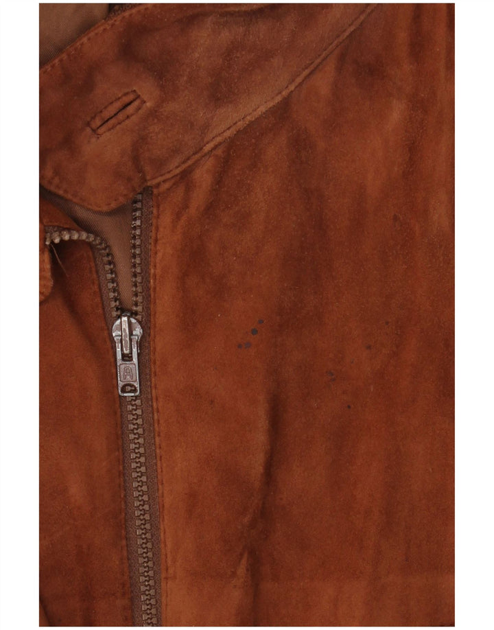 Jaqueta bomber masculina vintage em camurça IT 52 XL couro marrom