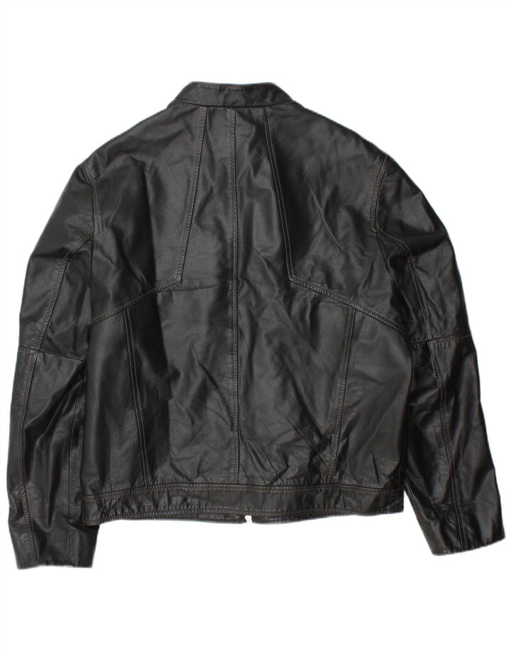 Jaqueta de couro masculina DAVID MAYER Reino Unido 38 couro preto médio