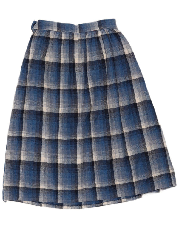 Vintage Womens Pleated Skirt W26 Small Blue Check