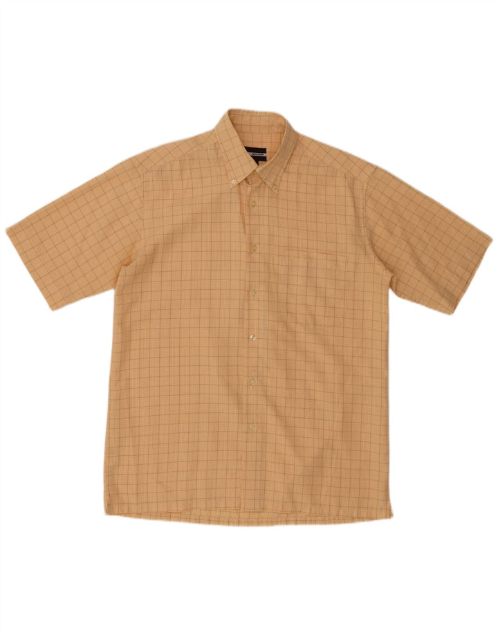 PIERRE CARDIN Camisa masculina de manga curta modal xadrez amarelo médio