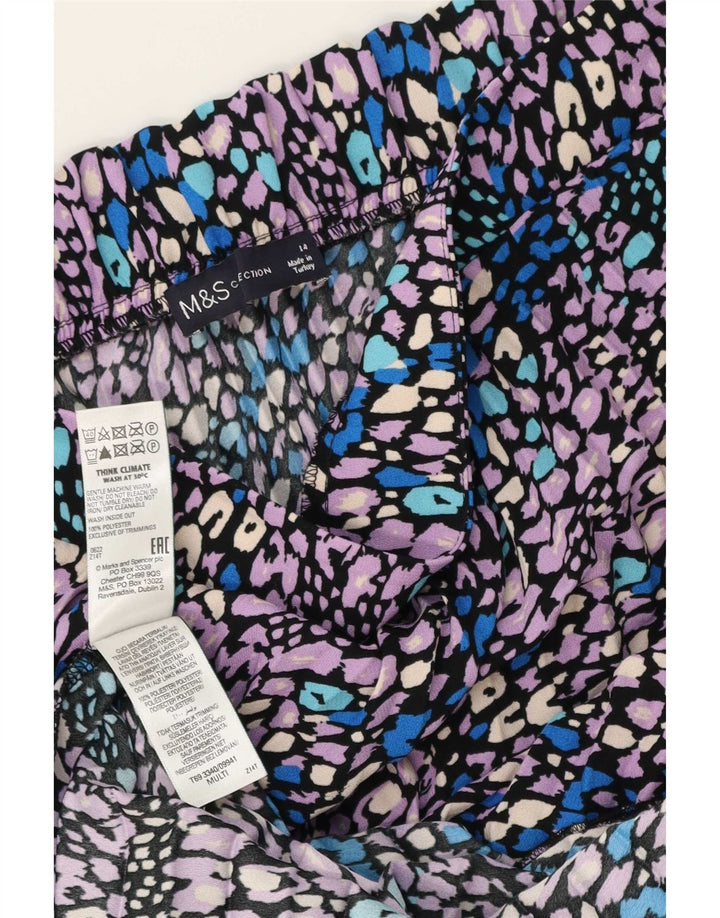 Saia feminina Marks & Spencer A-Line UK 14 grande W34 multicolorida manchada