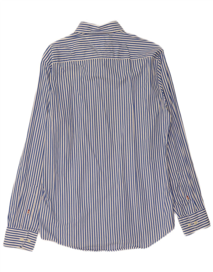 Camisa masculina TOMMY HILFIGER regular fit de algodão listrado azul médio