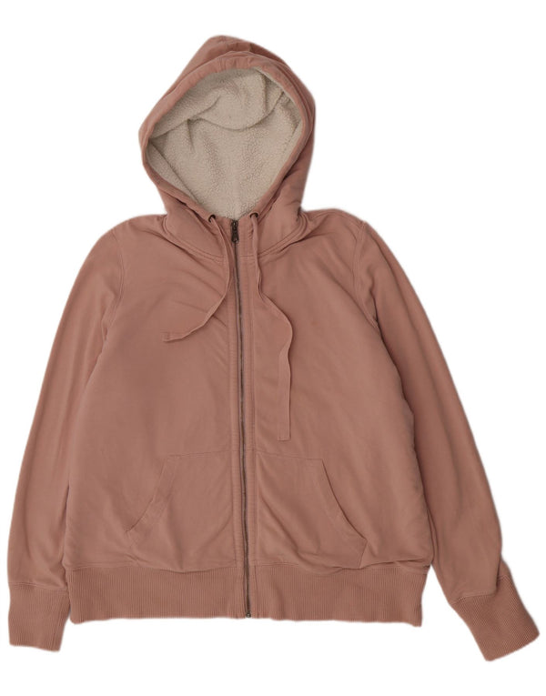 Suéter feminino Eddie Bauer com capuz e zíper solto Reino Unido 18 XL algodão rosa