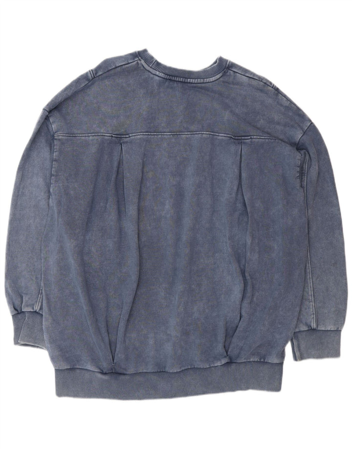 Zara moletom feminino oversized jumper Reino Unido 16 grande algodão azul marinho