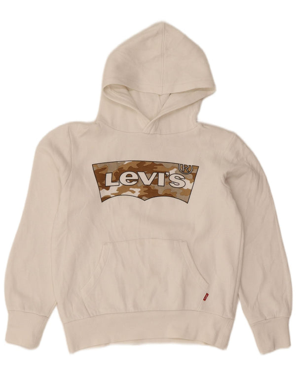 Moletom com capuz gráfico Levi's Girls 9-10 anos algodão branco
