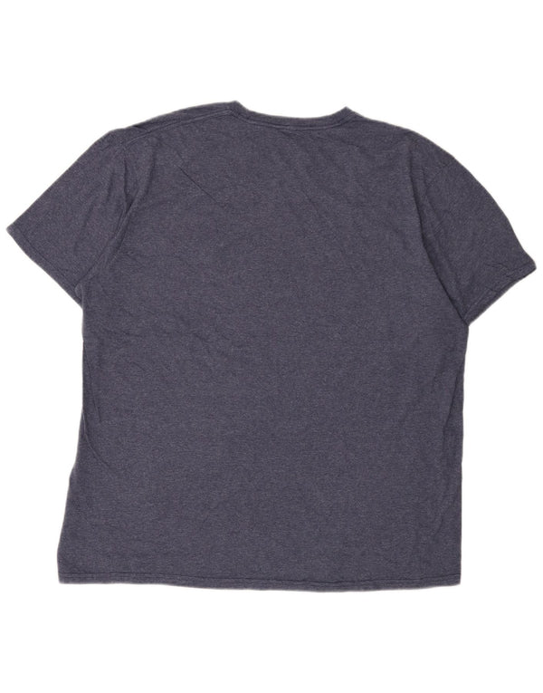 Camiseta masculina Quiksilver Premium Fit gráfica Top XL azul marinho algodão manchado