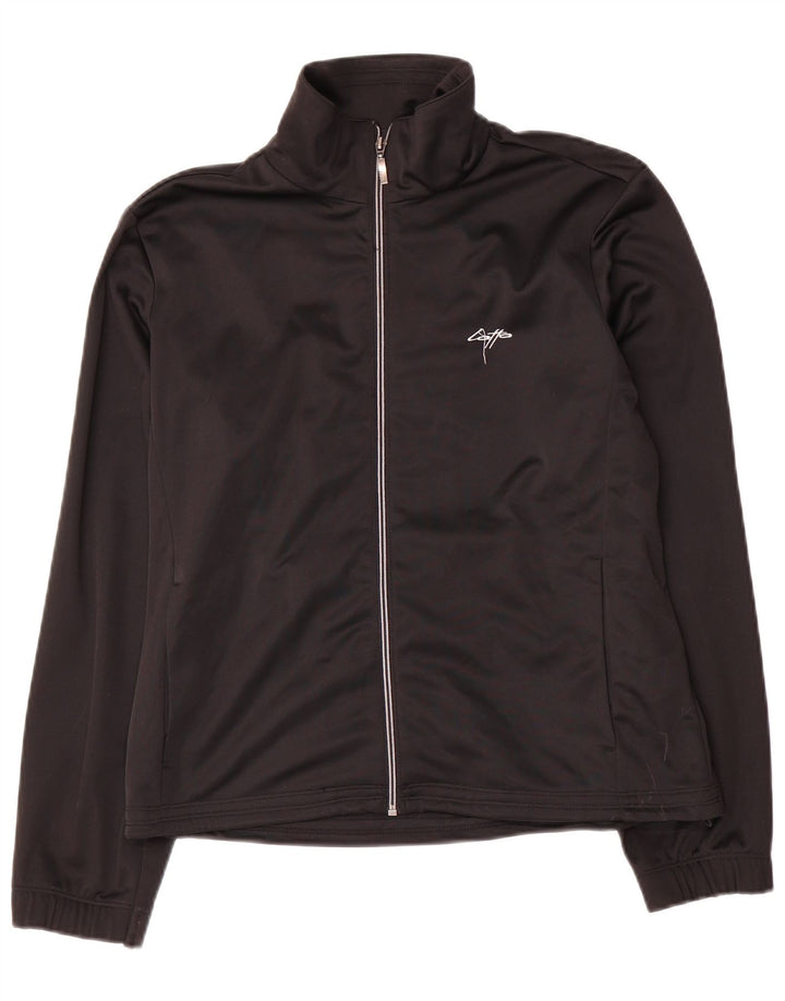 Lotto Womens Crop Tracksuit Top Jacket UK 14 Médio Preto Poliéster