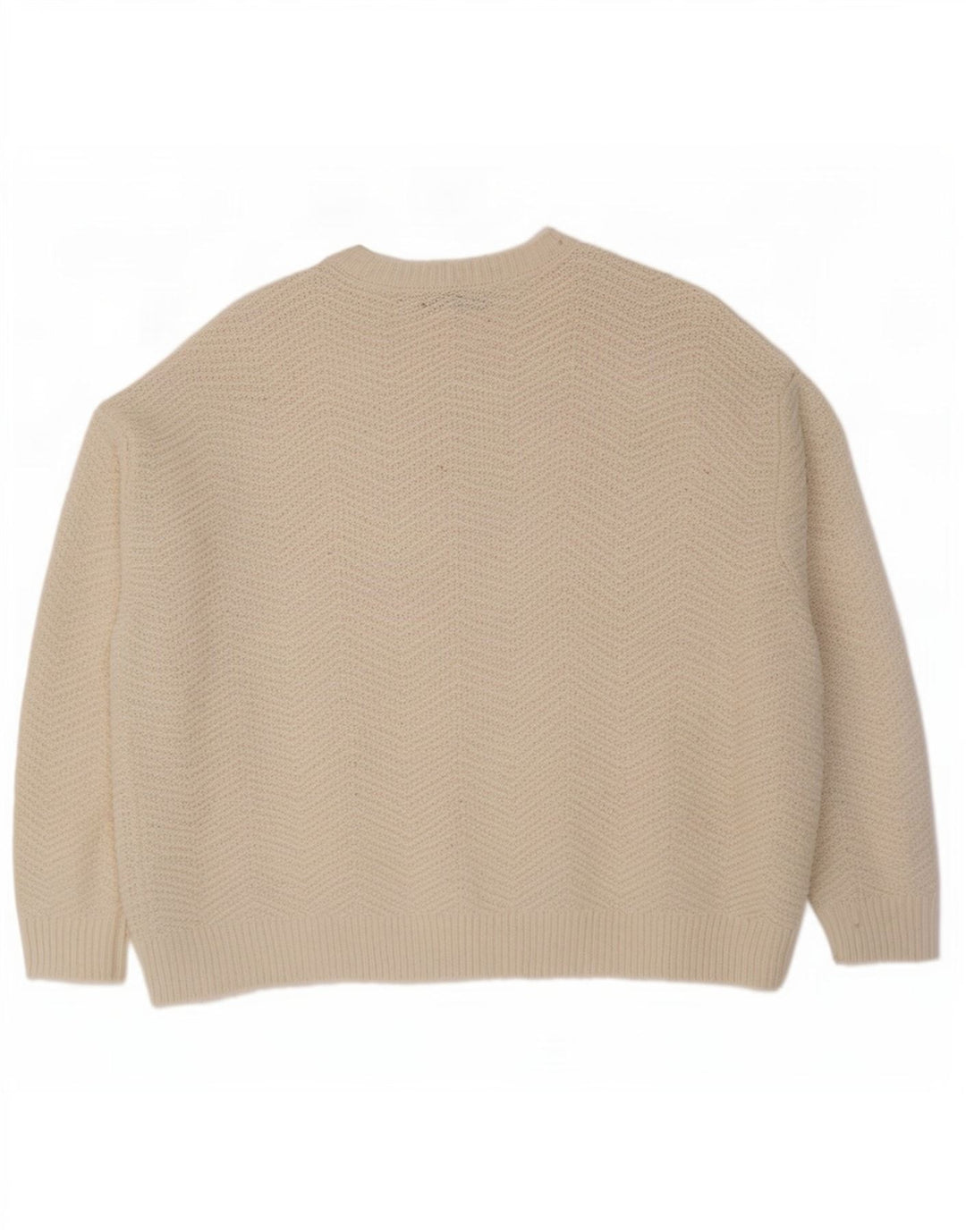 Suéter feminino Marks & Spencer com gola canoa Reino Unido 16 grande branco Chevron