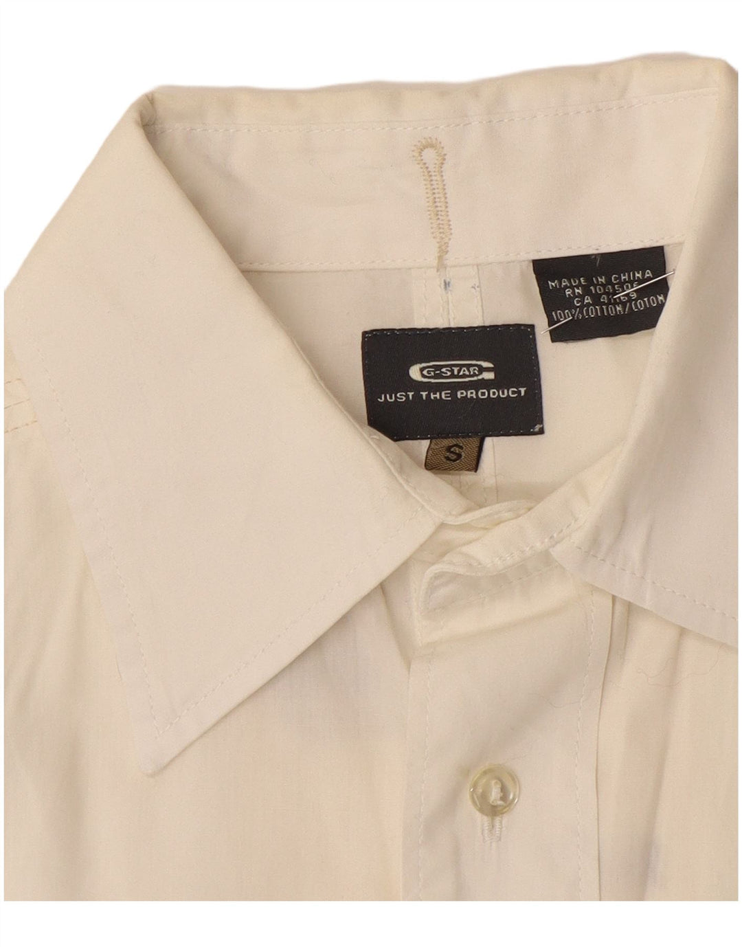 Camisa masculina G-Star pequena de algodão branco
