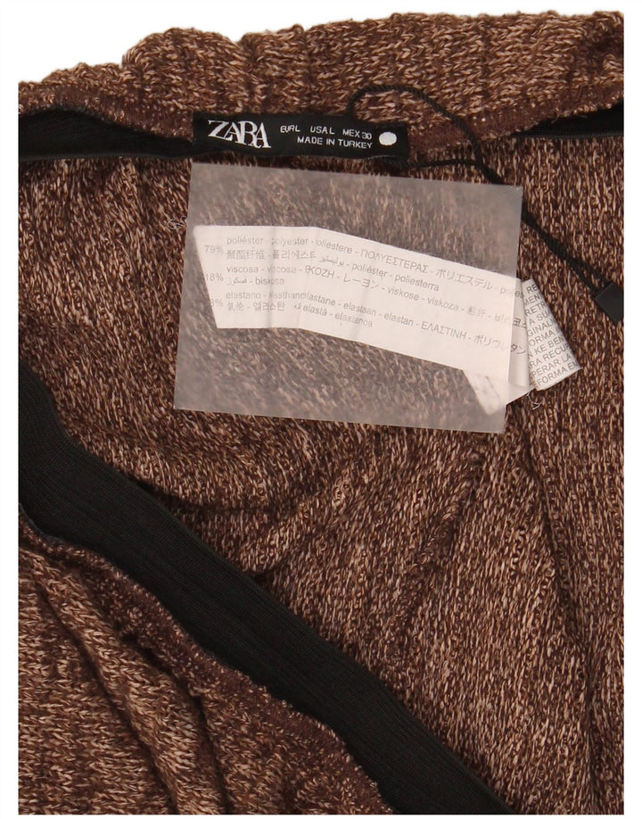 Saia reta de malha feminina Zara grande W30 poliéster manchado marrom