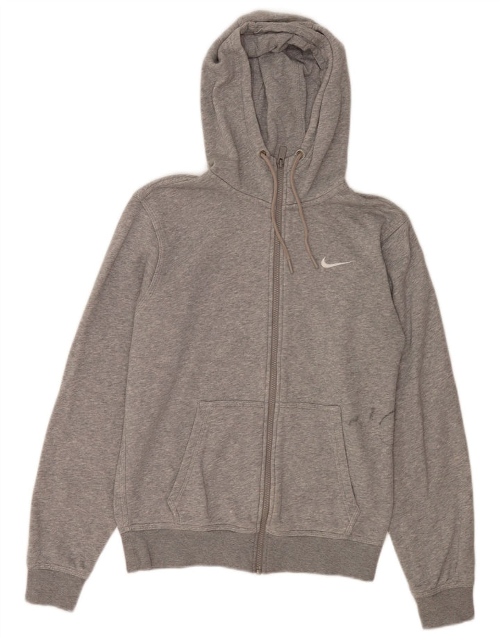 Suéter masculino Nike com capuz e zíper pequeno algodão manchado cinza