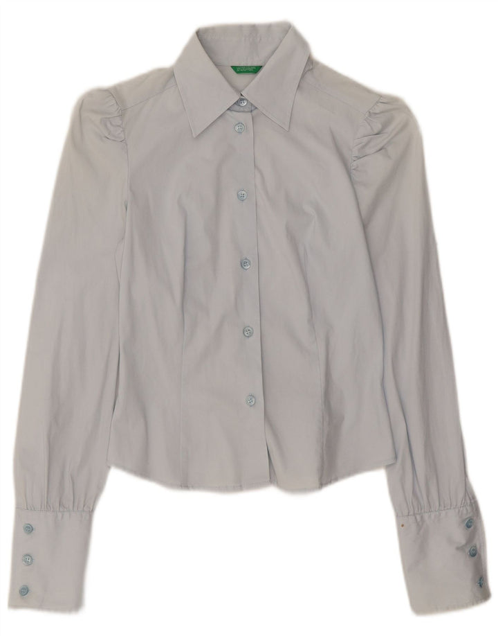 Camisa Crop Feminina Benetton UK 8 Pequeno Azul