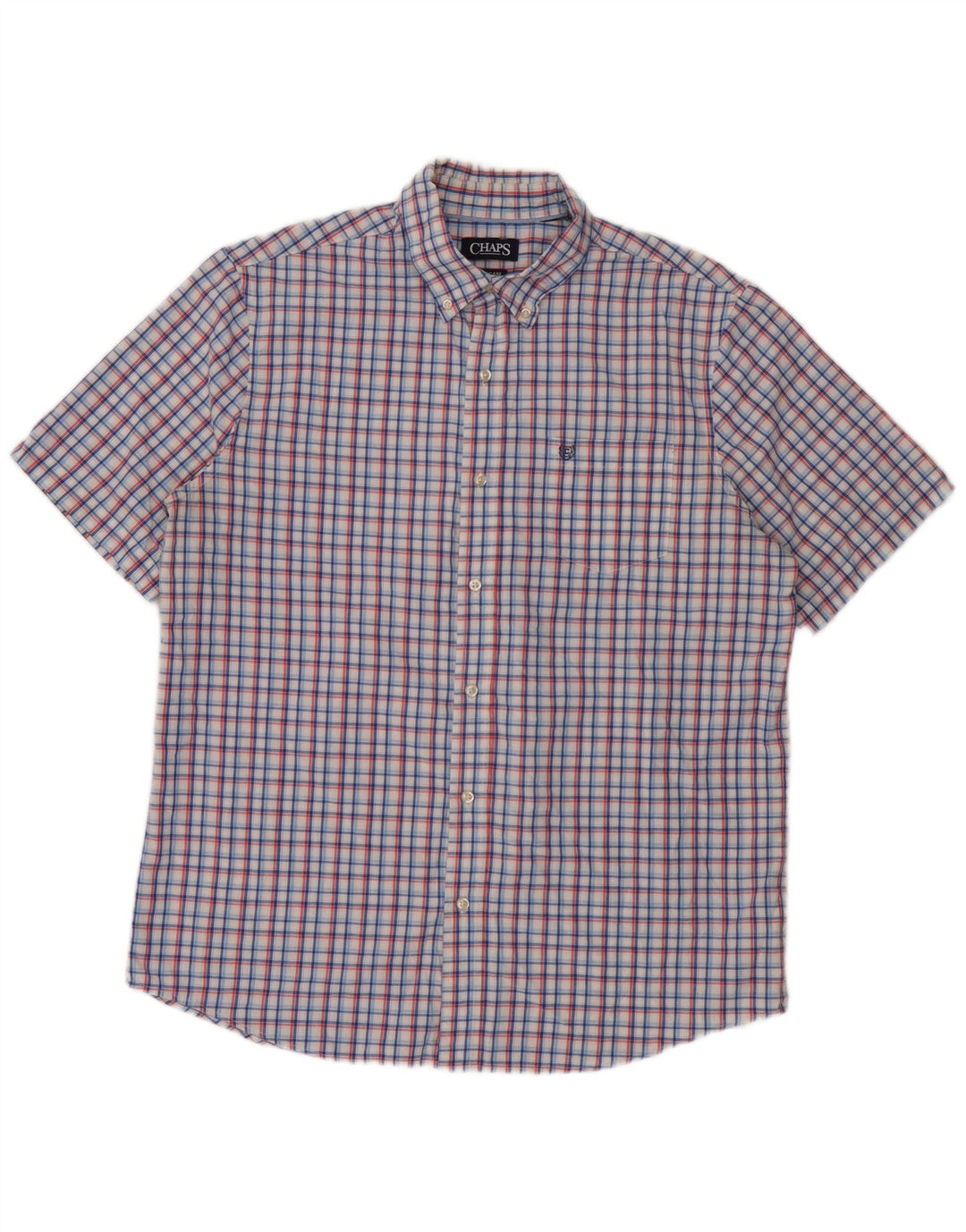 Camisa masculina de manga curta Chaps grande algodão xadrez azul