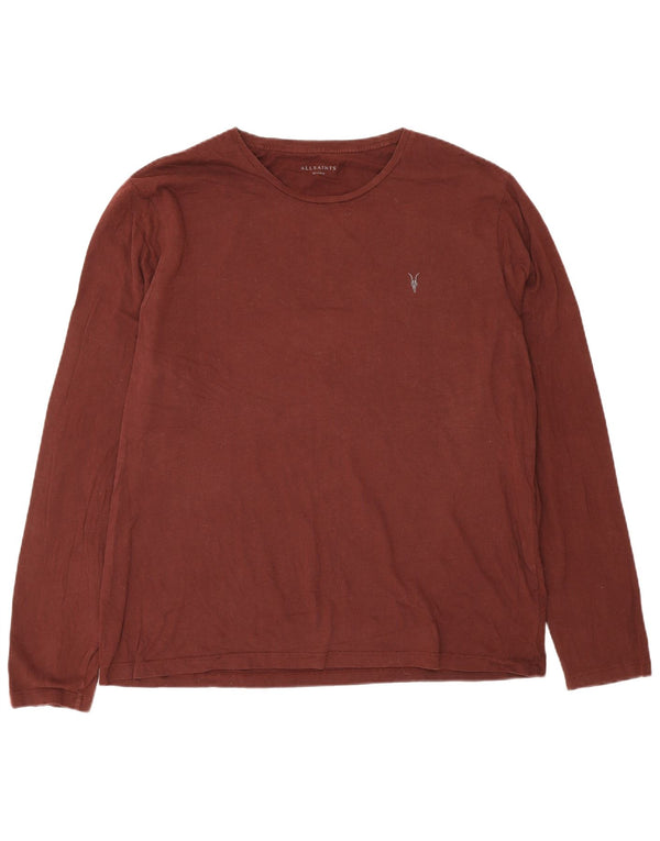 Top masculino All Saints manga comprida 2XL algodão marrom