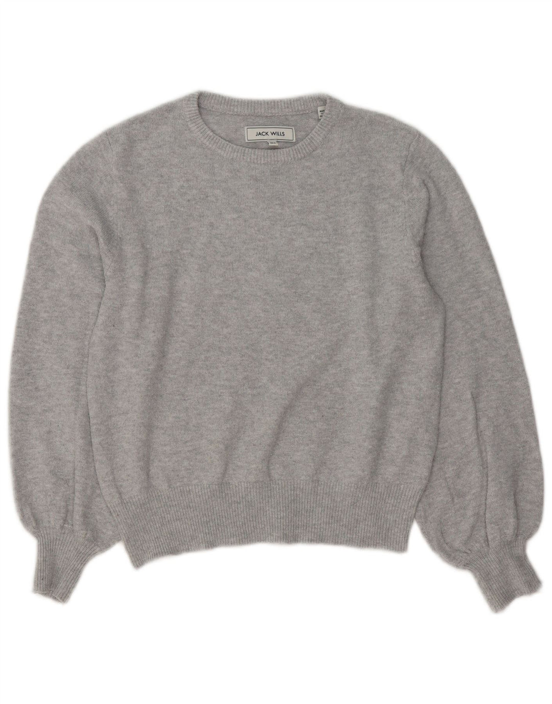 JACK WILLS Suéter feminino oversized com gola redonda Reino Unido 8 pequeno cinza