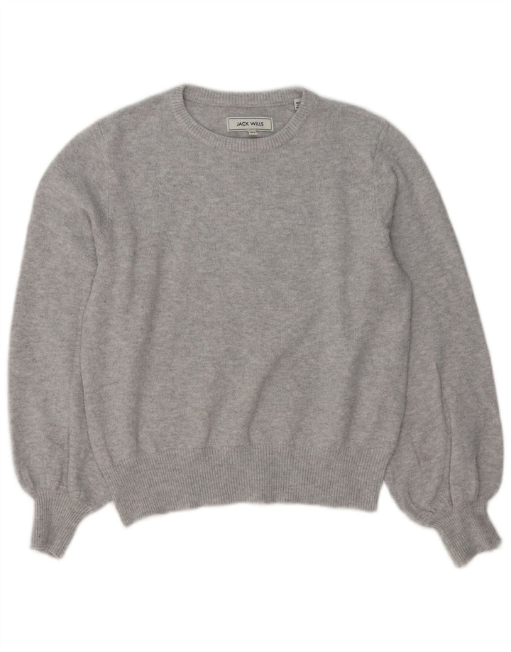 JACK WILLS Suéter feminino oversized com gola redonda Reino Unido 8 pequeno cinza