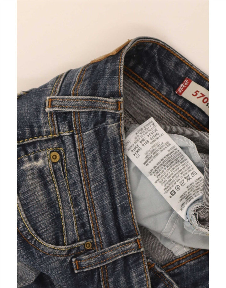Calça jeans feminina Levi's 570 Crop Straight W29 L26 azul algodão