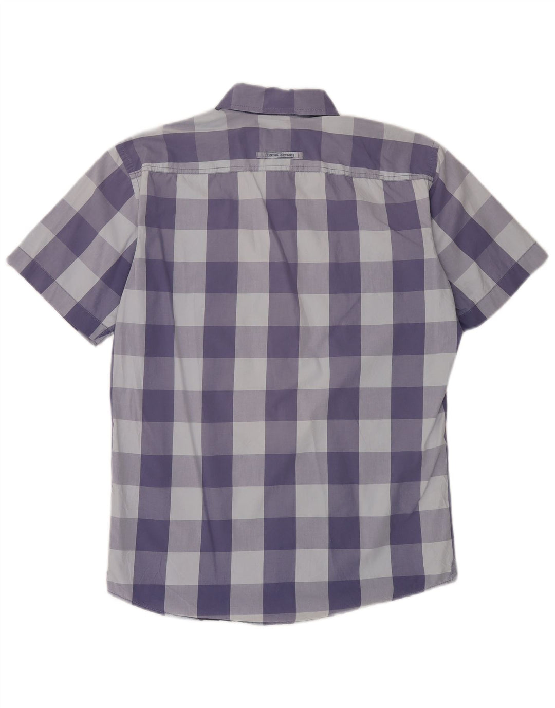 Camisa masculina Camel Active manga curta regular fit algodão guingão azul médio