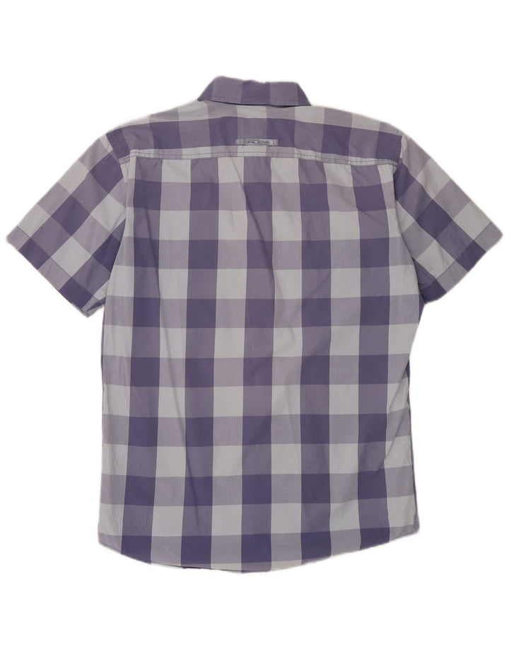 Camisa masculina Camel Active manga curta regular fit algodão guingão azul médio